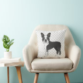 黒と白のボストンテリアの漫画の犬と足 クッション (椅子)