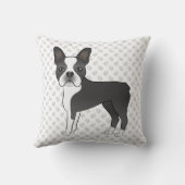 黒と白のボストンテリアの漫画の犬と足 クッション (裏面)