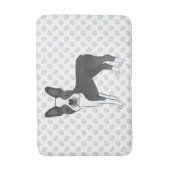 黒と白のボストンテリアの漫画の犬と足 バスマット (正面縦)