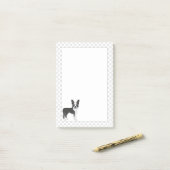 黒と白のボストンテリアの漫画の犬と足 ポストイット (デスク上)