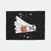 黒と白のボーダーコリーのBoo犬のハロウィン フリースブランケット (正面(横))