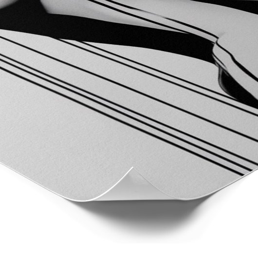 黒と白のポートレートを剃った女性 ポスター (角)