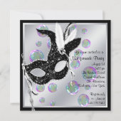 黒と白のマスカレードパーティー 招待状 (正面)