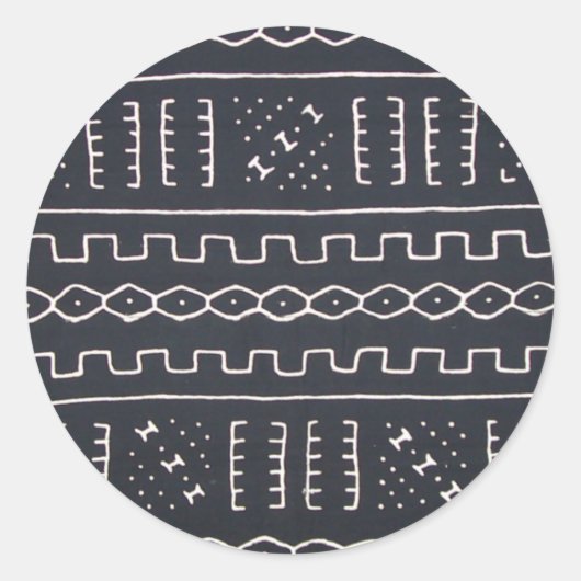 黒と白のマッドクロスのステッカー ラウンドシール (正面)