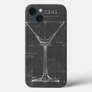 黒と白のマルティーニガラス設計図 iPhone 13ケース