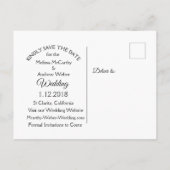 黒と白のマンダラウェディング日付を保存 案内ポストカード (裏面)