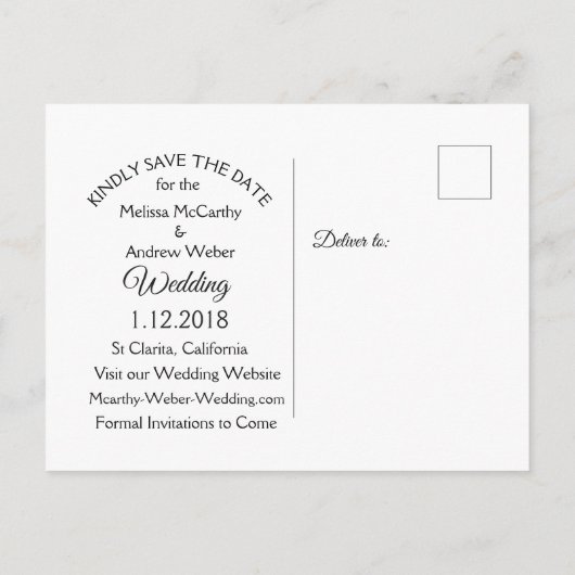 黒と白のマンダラウェディング日付を保存 案内ポストカード (裏面)