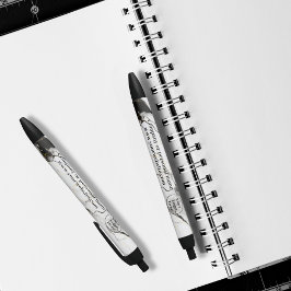 黒と白のマーブル 黒ボールペン