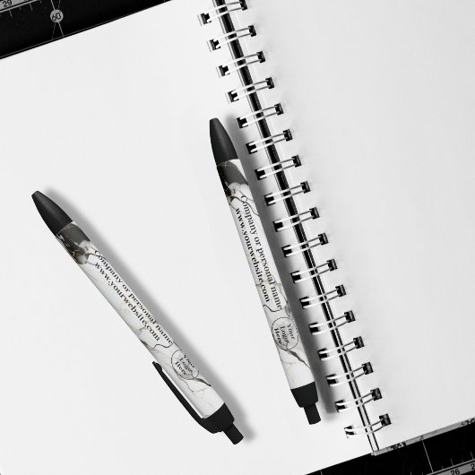 黒と白のマーブル 黒ボールペン