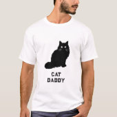 黒と白のミニマル 猫パパ 楽しい Tシャツ (正面)