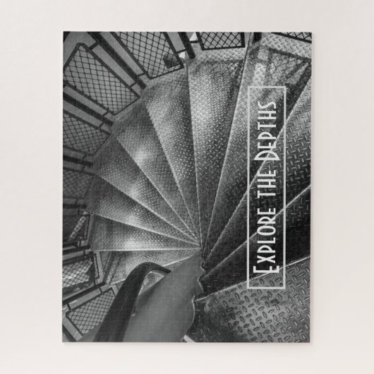 黒と白のメタリックフェイク階段 ジグソーパズル (縦)