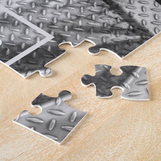 黒と白のメタリックフェイク階段 ジグソーパズル (側面)