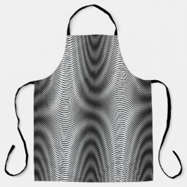 黒と白のモアレストライプ - トリッピー・アブストラクト エプロン