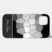 黒と白のモザイクのタイル個人的なモノグラム!カルシウム Case-Mate iPhoneケース (裏面 (横))