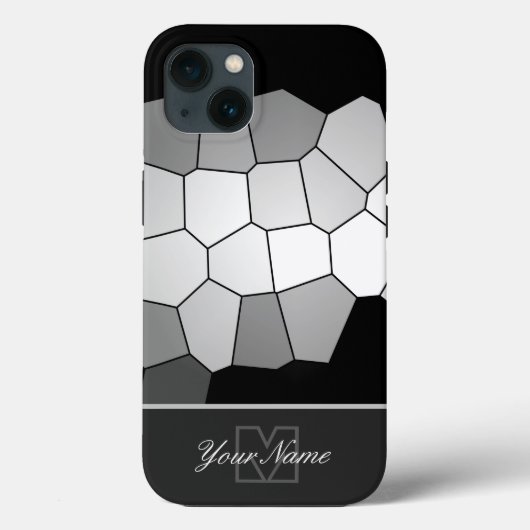 黒と白のモザイクのタイル個人的なモノグラム!カルシウム Case-Mate iPhoneケース (裏面)