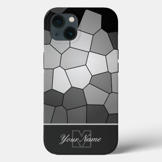 黒と白のモザイクのタイル個人的なモノグラム! Case-Mate iPhoneケース (裏面)