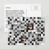 黒と白のモザイク日付はがきを保存 案内ポストカード (正面/裏面)