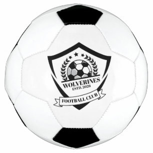 黒と白のモダンなサッカークラブロゴカスタム サッカーボール