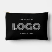 黒と白のモダン矩形ロゴ アクセサリーポーチ (正面)