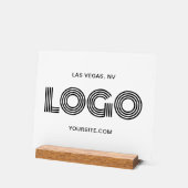 黒と白のモダン矩形ロゴ アクリルサイン (傾斜)