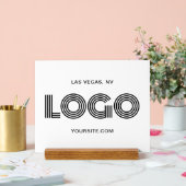 黒と白のモダン矩形ロゴ アクリルサイン (ウェディング)