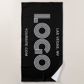 黒と白のモダン矩形ロゴ ビーチタオル (正面)