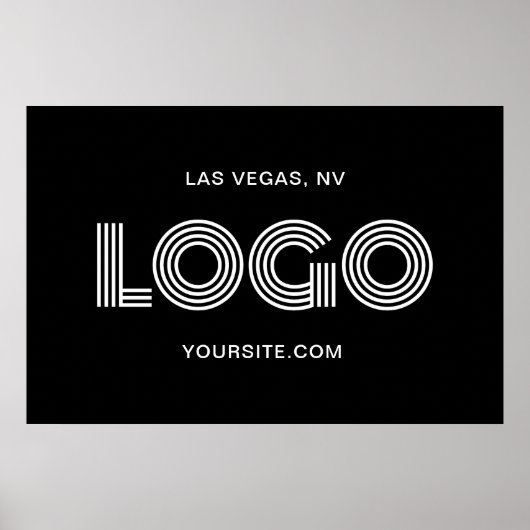 黒と白のモダン矩形ロゴ ポスター (正面)