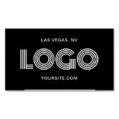 黒と白のモダン矩形ロゴ マグネット名刺 (正面)