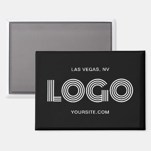 黒と白のモダン矩形ロゴ マグネット (正面/裏面)
