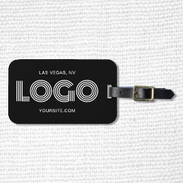 黒と白のモダン矩形ロゴ ラゲッジタグ