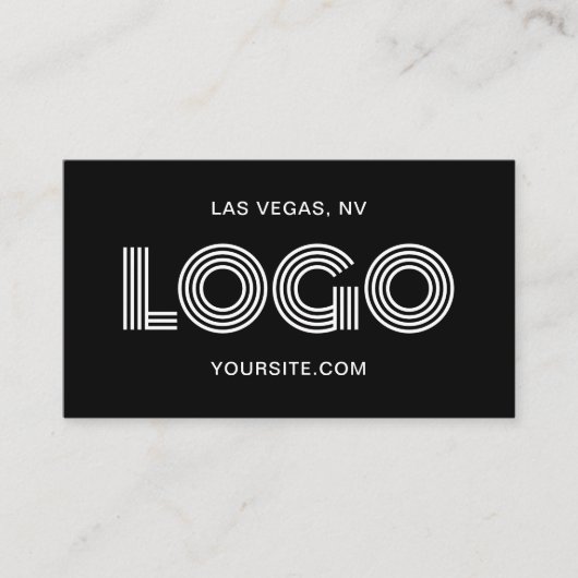 黒と白のモダン矩形ロゴ 名刺 (正面)