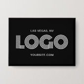 黒と白のモダン矩形ロゴ 缶バッジ (正面)