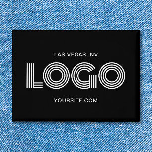 黒と白のモダン矩形ロゴ 缶バッジ