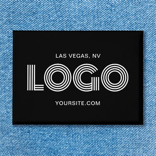 黒と白のモダン矩形ロゴ 缶バッジ