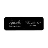 黒と白のモダン筆記体の手書き名 ラベル (正面)