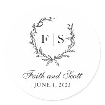 黒と白のモノグラムリースステッカー