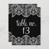 黒と白のモロッコレーステーブル番号はがき ポストカード (正面/裏面)