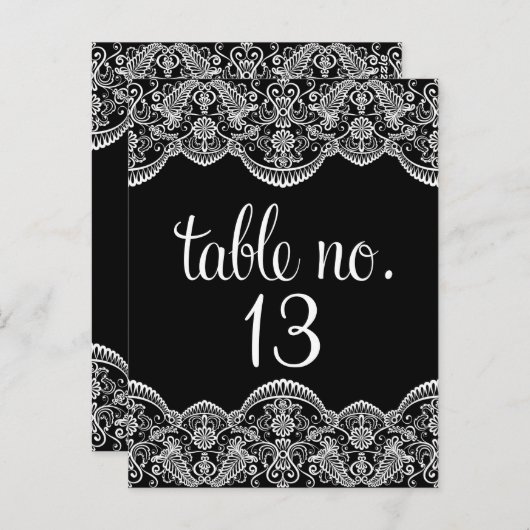 黒と白のモロッコレーステーブル番号はがき ポストカード (正面/裏面)