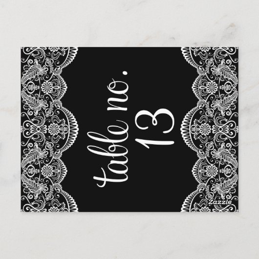 黒と白のモロッコレーステーブル番号はがき ポストカード (裏面)