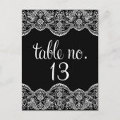 黒と白のモロッコレーステーブル番号はがき ポストカード (正面)