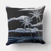 黒と白のヤシの木 クッション (裏面)