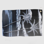 黒と白のヤシの木 ゴルフタオル (横)