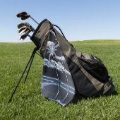 黒と白のヤシの木 ゴルフタオル (グリーン)