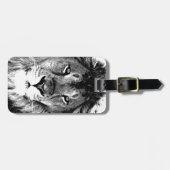 黒と白のライオンの荷札 ラゲッジタグ (正面横)