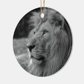 黒と白のライオン-野生動物 セラミックオーナメント (左)