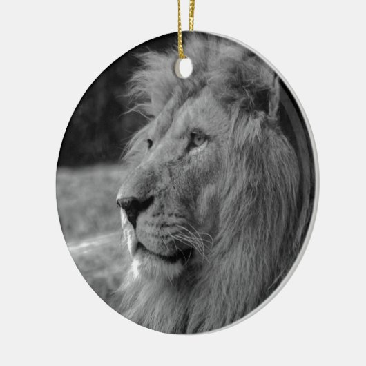 黒と白のライオン-野生動物 セラミックオーナメント (左)