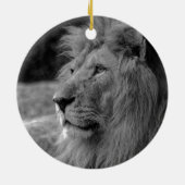 黒と白のライオン-野生動物 セラミックオーナメント (裏面)