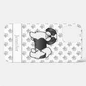 黒と白のラサ・アプソのキャラクターデザインの犬と名前 Case-Mate iPhoneケース (裏面 (横))