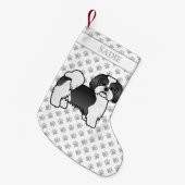 黒と白のラサApso漫画の犬と名前 スモールクリスマスストッキング (正面 (吊り時))