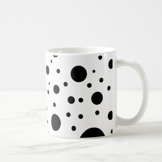黒と白のランダムドット コーヒーマグカップ (右)